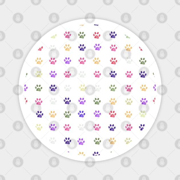 Colorful doodle paw prints Magnet by GULSENGUNEL